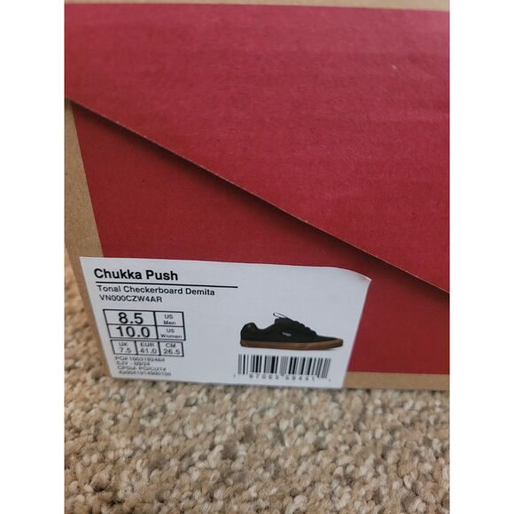 Vans Chukka Push Tonal Checkerboard Demita Black Gum Men\'s 8.5 Women\'s 10 NIB